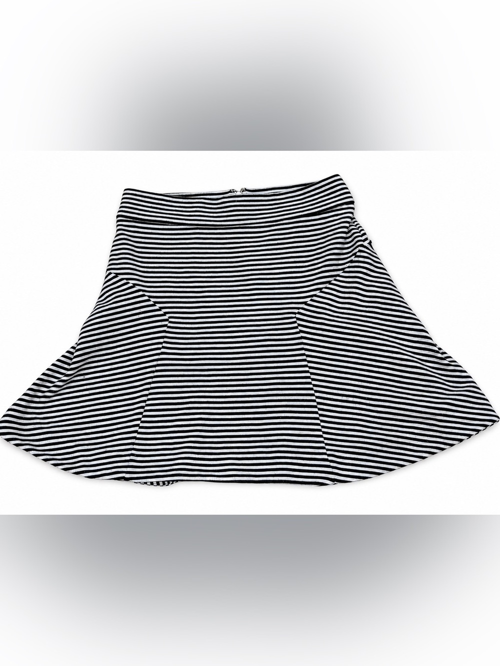 Express Black and White Striped Skater Skirt Size 6